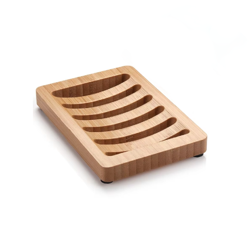 KIMISS Porte-savon De Salle De Bain Porte-savon En Bambou 4 Pièces