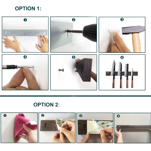 Porte couteau mural en bois de noyer | Ma tasse en bois