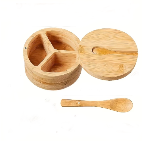 Dreier-Gewürzbox aus Bambus