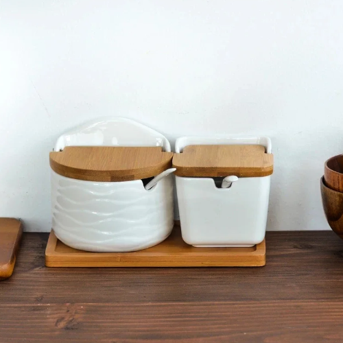 Boite epices bois et porcelaine | Ma tasse en bois