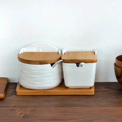 Boite epices bois et porcelaine | Ma tasse en bois