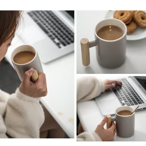 Mug gris céramique | Ma tasse en bois