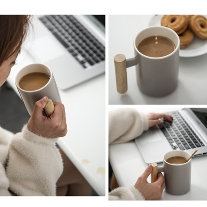 Mug gris céramique | Ma tasse en bois